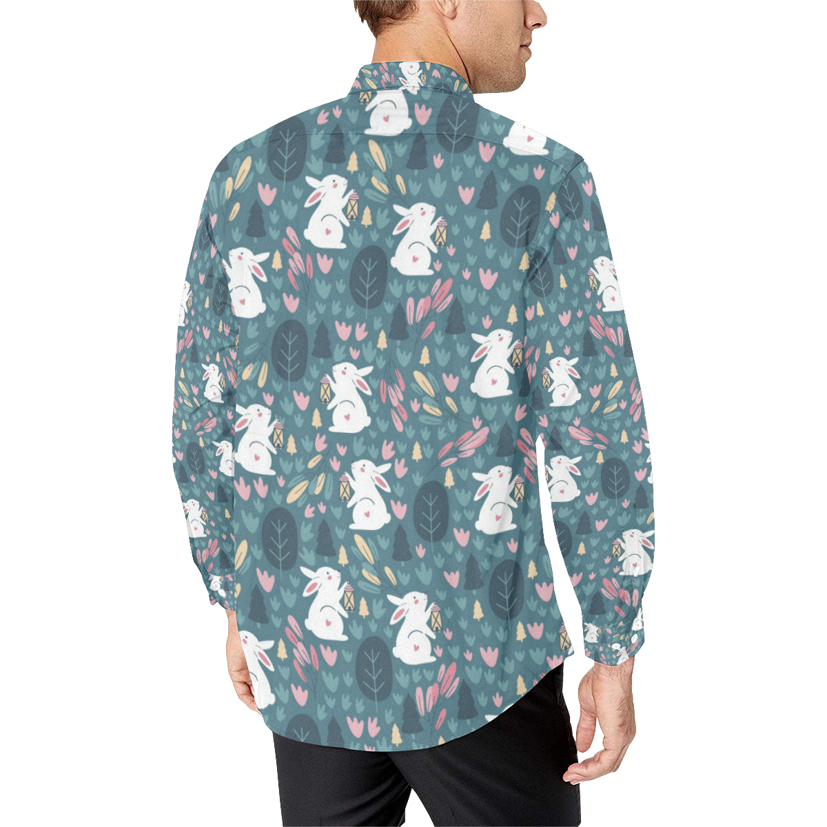 Rabbit Pattern Print Design RB013 Men's Long Sleeve Shirt