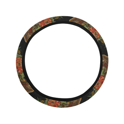 Horse Embroidery with Flower Design Steering Wheel Cover with Elastic Edge