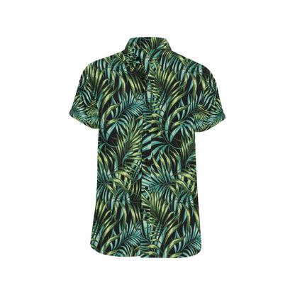 Tropical Flower Pattern Print Design TF08 Men's Short Sleeve Button Up Shirt