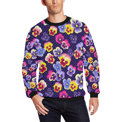 Pansy Pattern Print Design PS04 Men Long Sleeve Sweatshirt