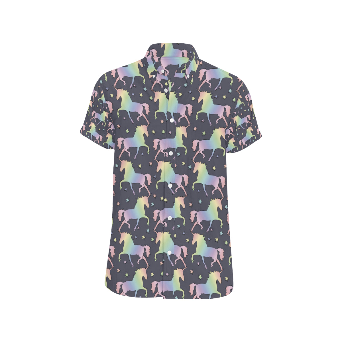 Rainbow Pattern Print Design A05 Men's Short Sleeve Button Up Shirt