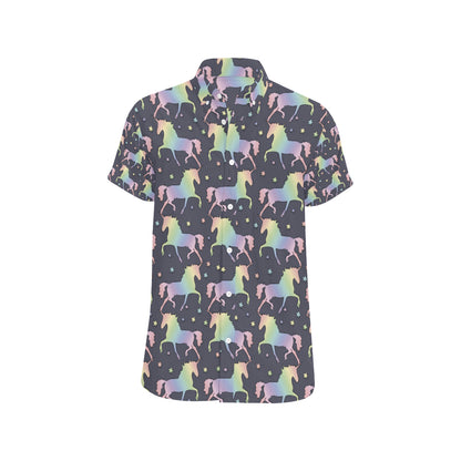 Rainbow Pattern Print Design A05 Men's Short Sleeve Button Up Shirt