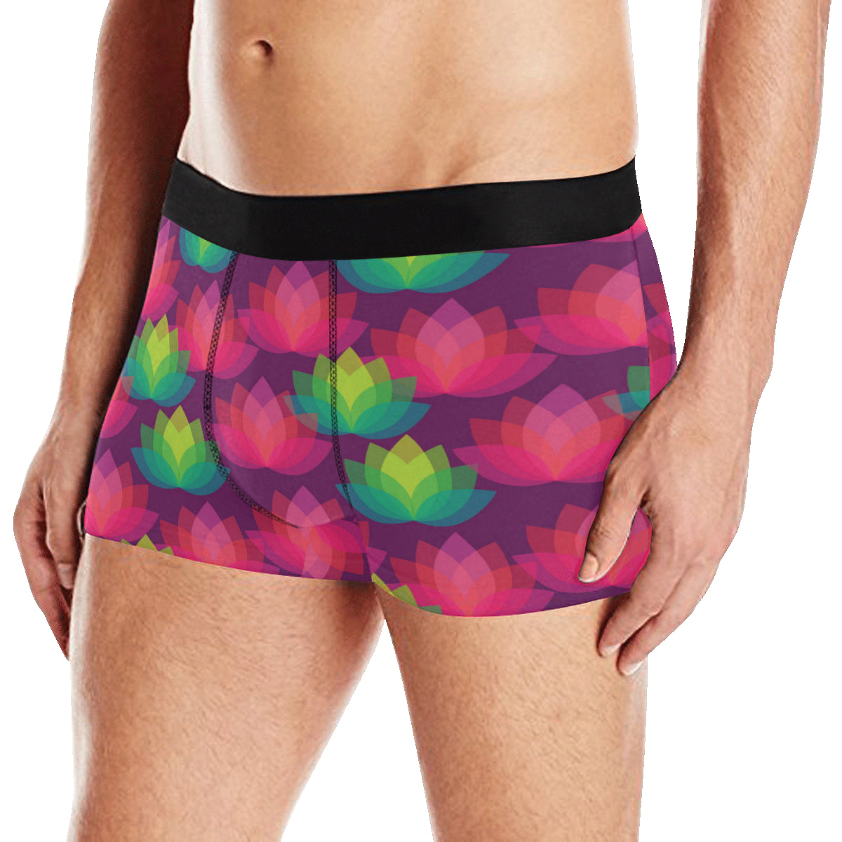 Lotus Pattern Print Design 02 Men's Boxer Briefs