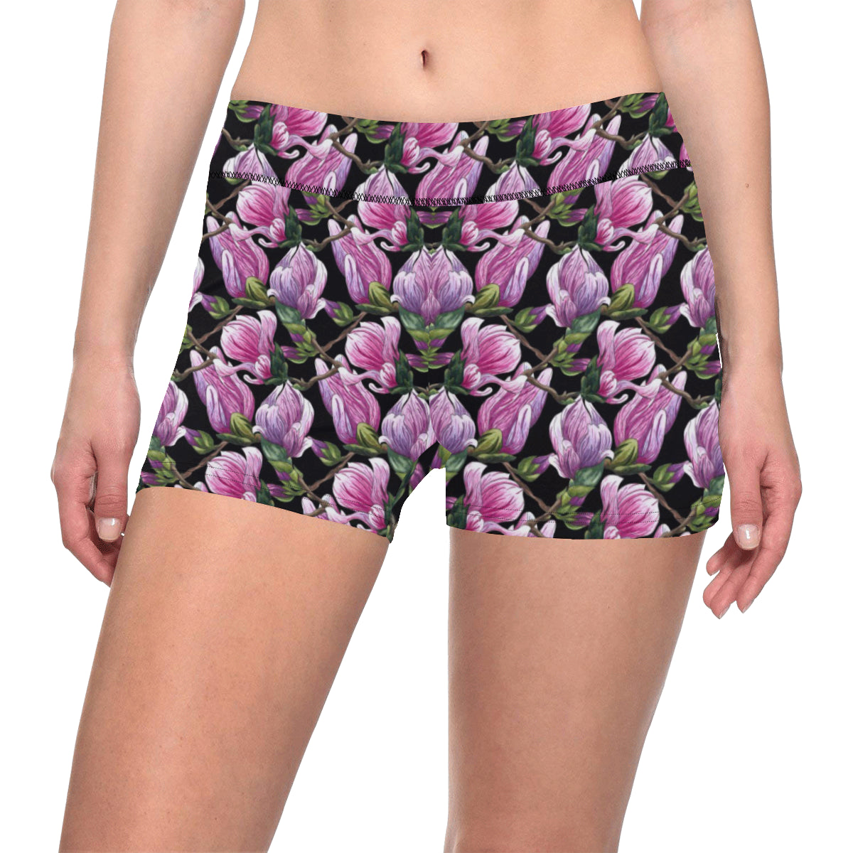 Magnolia Pattern Print Design MAG011 Yoga Shorts