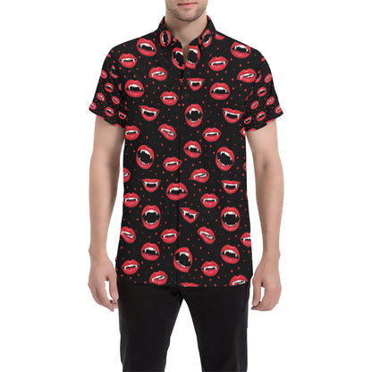 Halloween Pattern Print Design 01 Men's Short Sleeve Button Up Shirt