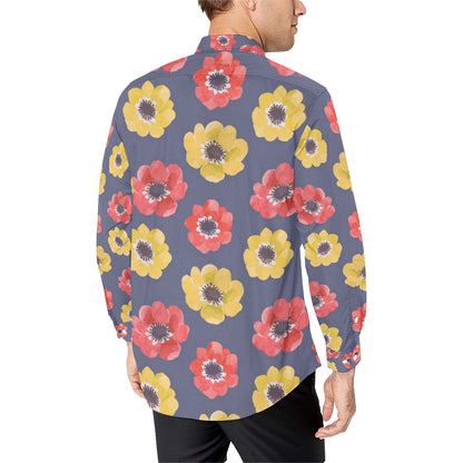 Anemone Pattern Print Design AM010 Men's Long Sleeve Shirt