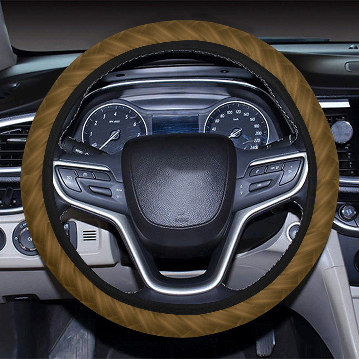 Cable Knit Pattern Print Design 02 Steering Wheel Cover with Elastic Edge