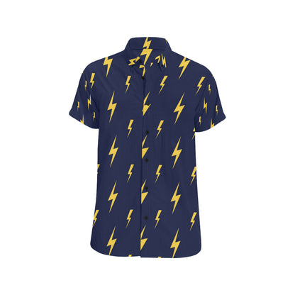 Lightning Thunder Pattern Print Design 03 Men's Short Sleeve Button Up Shirt