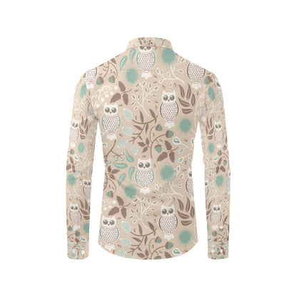 Owl Pattern Print Design A02 Men's Long Sleeve Shirt