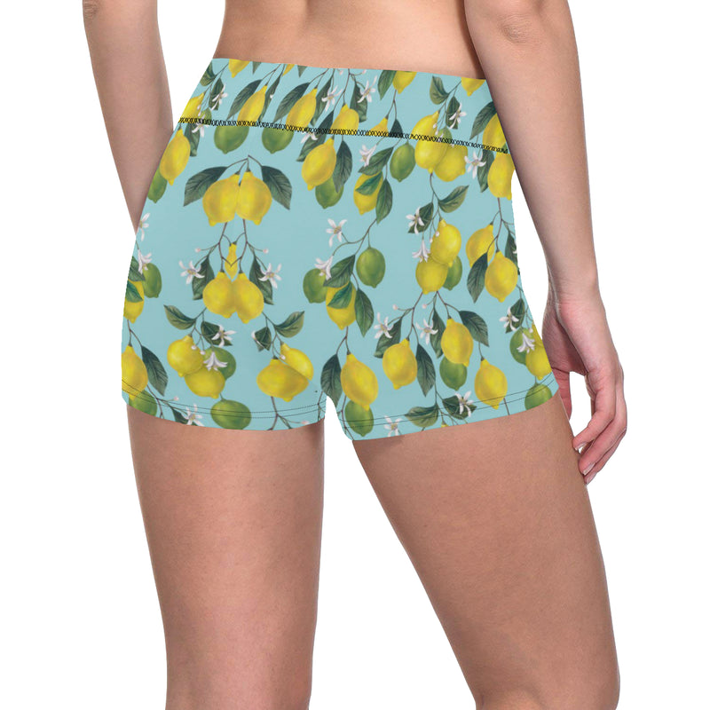 Lemon Pattern Print Design LM05 Yoga Shorts