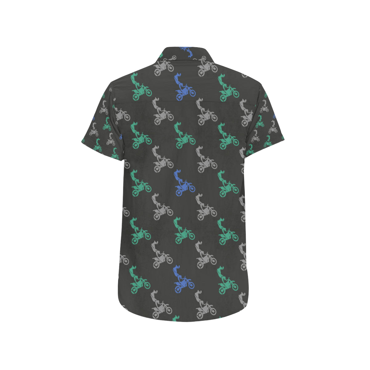 Motocross Pattern Print Design 02 Men's Short Sleeve Button Up Shirt