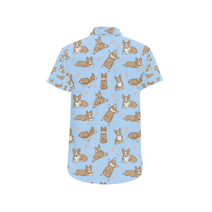 Pembroke Welsh Corgis Pattern Print Design A05 Men's Short Sleeve Button Up Shirt
