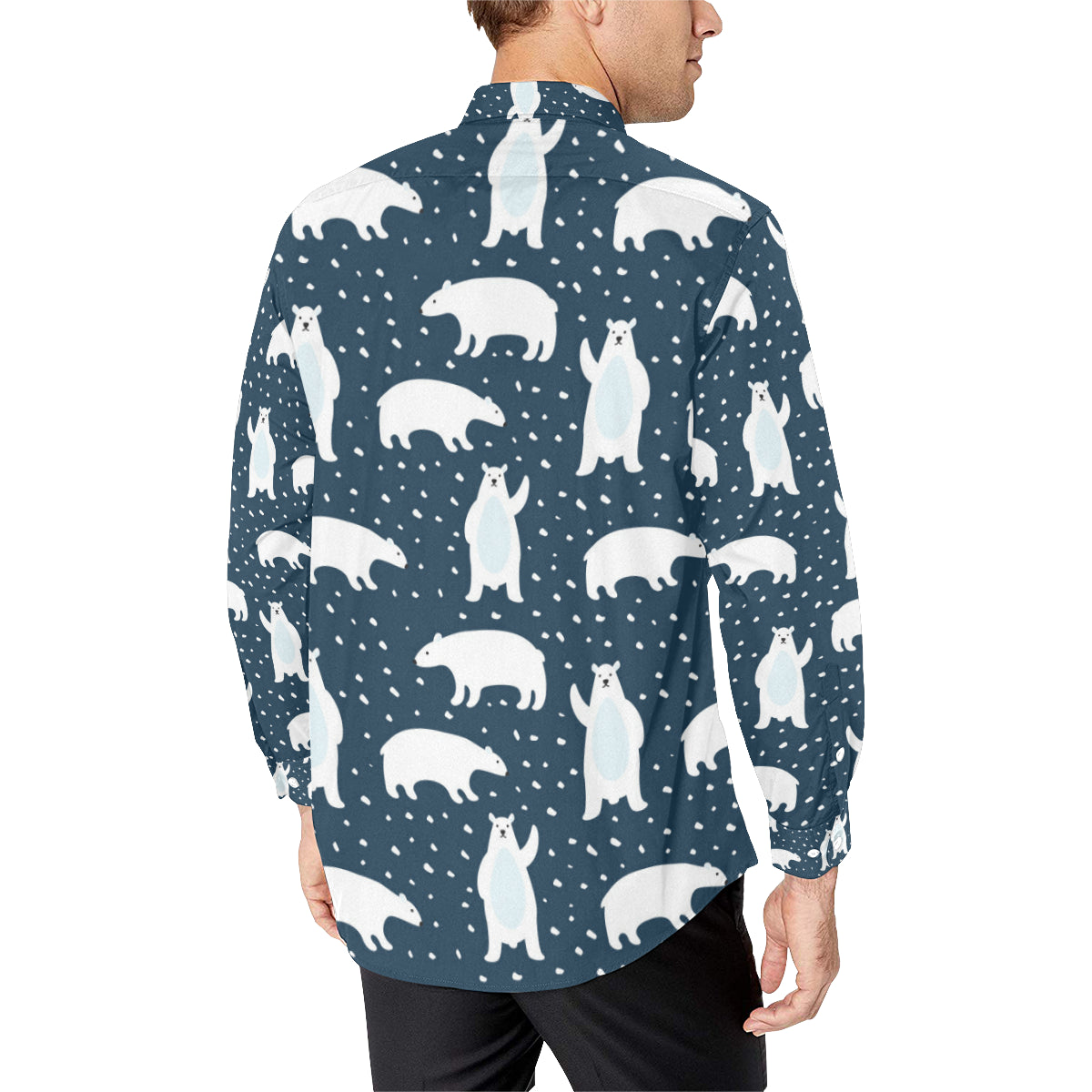 Polar Bear Pattern Print Design A02 Men's Long Sleeve Shirt