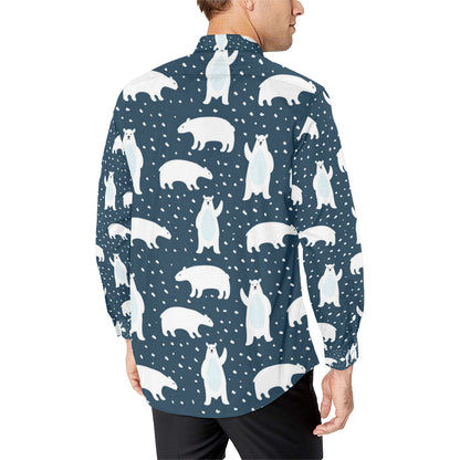 Polar Bear Pattern Print Design A02 Men's Long Sleeve Shirt