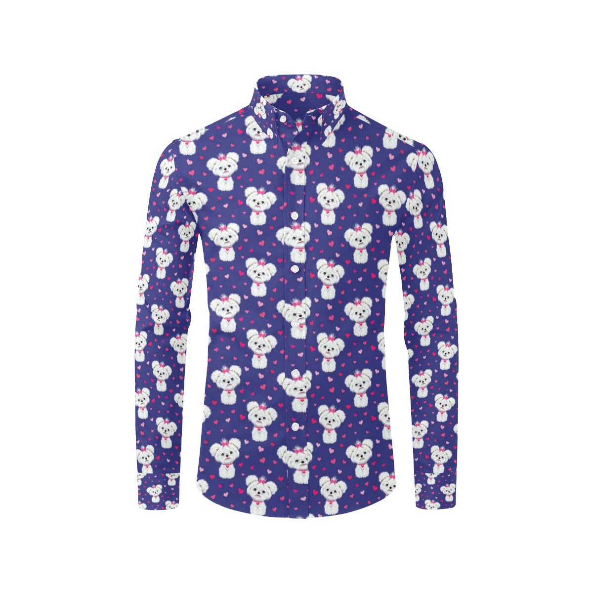 Maltese Pattern Print Design 02 Men's Long Sleeve Shirt