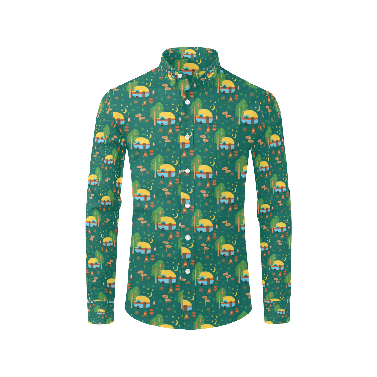 Camping Camper Pattern Print Design 06 Men's Long Sleeve Shirt