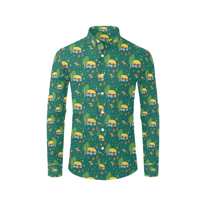 Camping Camper Pattern Print Design 06 Men's Long Sleeve Shirt