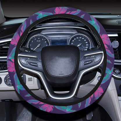 Banana Leaf Pattern Print Design 08 Steering Wheel Cover with Elastic Edge