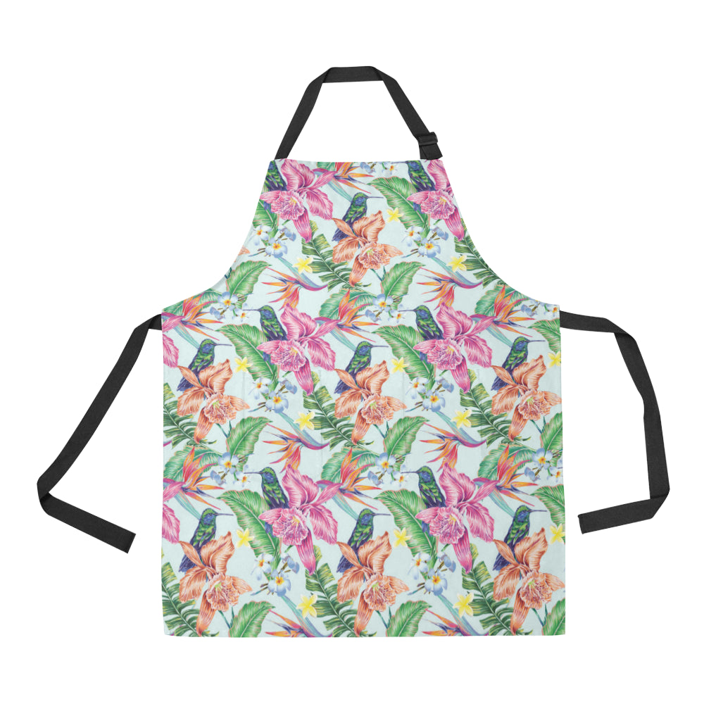 Hummingbird Tropical Pattern Print Design 05 Apron with Pocket