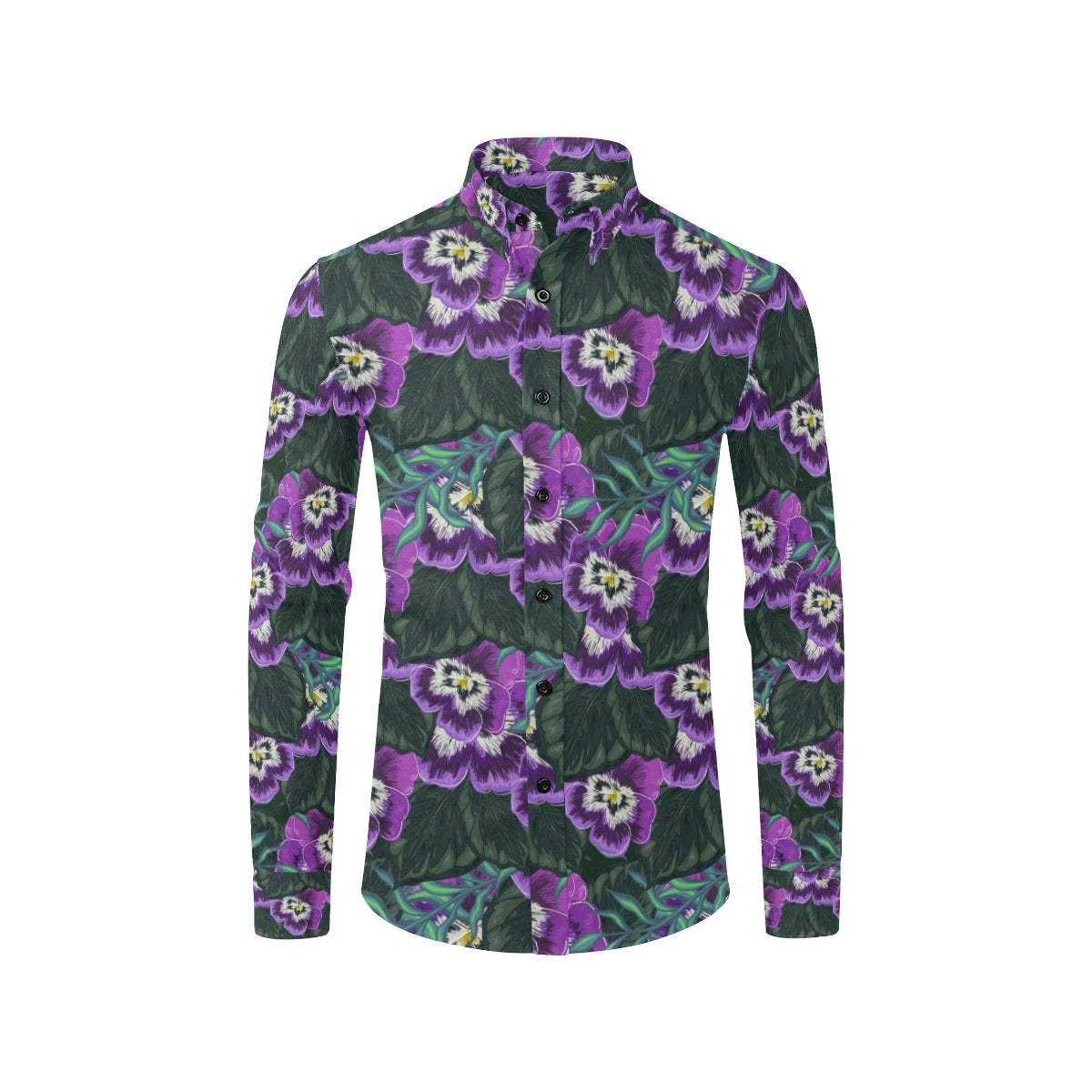 Pansy Pattern Print Design PS07 Men's Long Sleeve Shirt