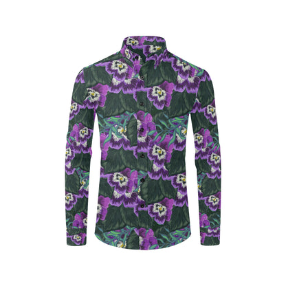 Pansy Pattern Print Design PS07 Men's Long Sleeve Shirt