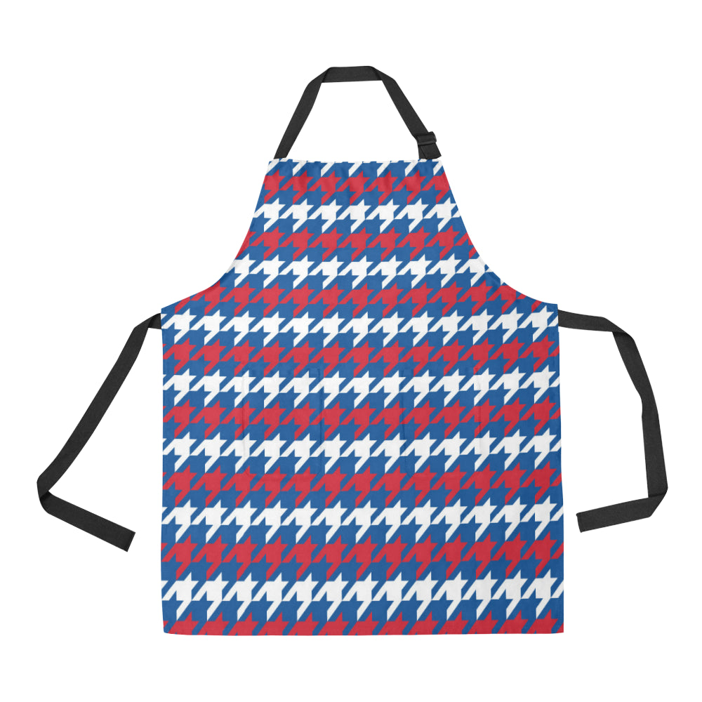 Patriotic Houndstooth Pattern Print Design A02 Apron with Pocket