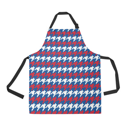 Patriotic Houndstooth Pattern Print Design A02 Apron with Pocket