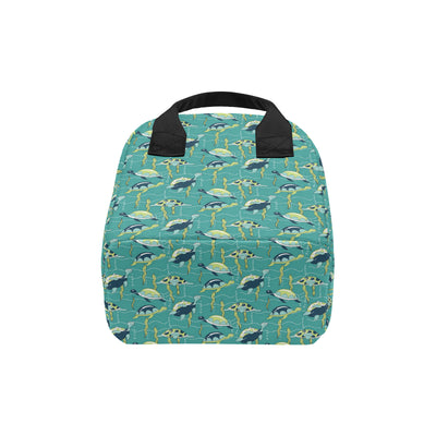 Sea Turtle Pattern Print Design T08 Insulated Lunch Bag