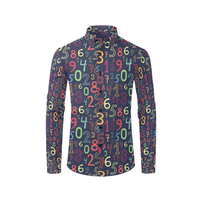 Number Pattern Print Design A01 Men's Long Sleeve Shirt