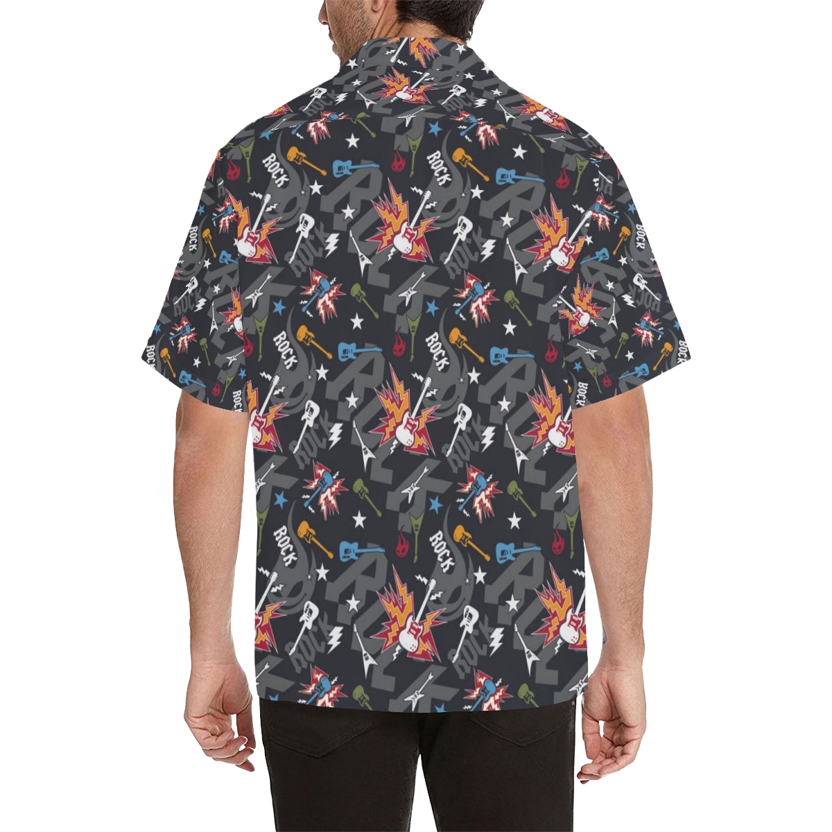 Rock and Roll Pattern Print Design A01 Men's Hawaiian Shirt