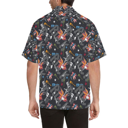 Rock and Roll Pattern Print Design A01 Men's Hawaiian Shirt