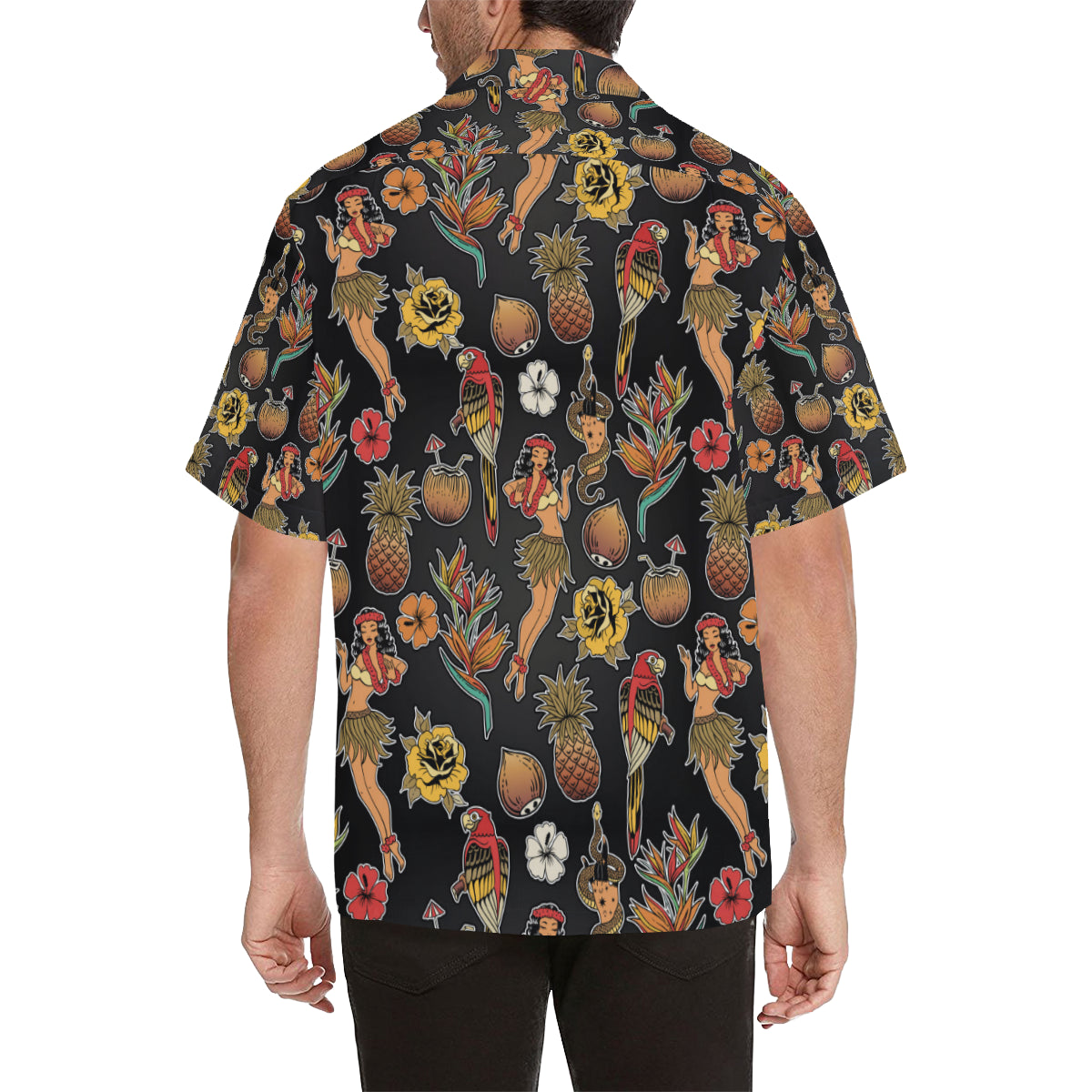 Hula Dancers Hawaiian Style Pattern Print Design 0 Men's Hawaiian Shirt