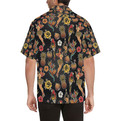 Hula Dancers Hawaiian Style Pattern Print Design 0 Men's Hawaiian Shirt