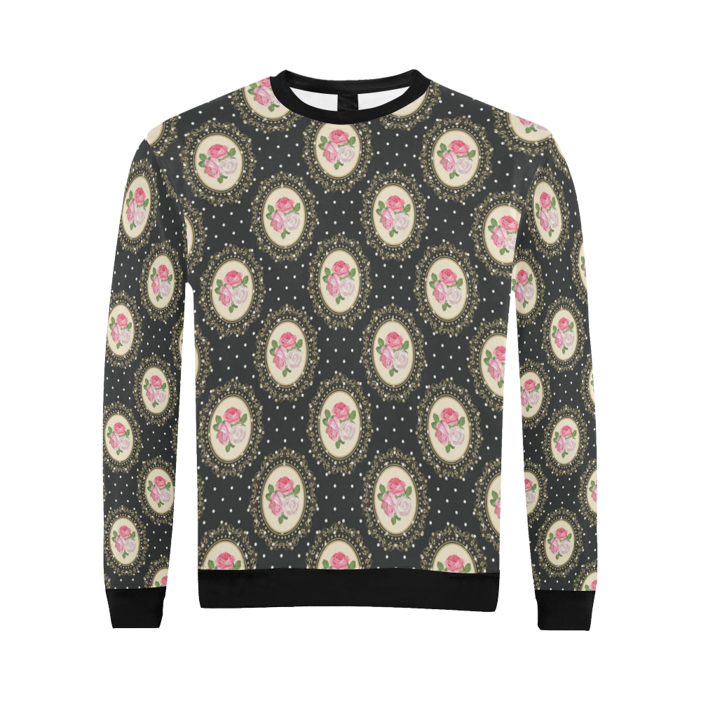 Rose Pattern Print Design RO015 Men Long Sleeve Sweatshirt