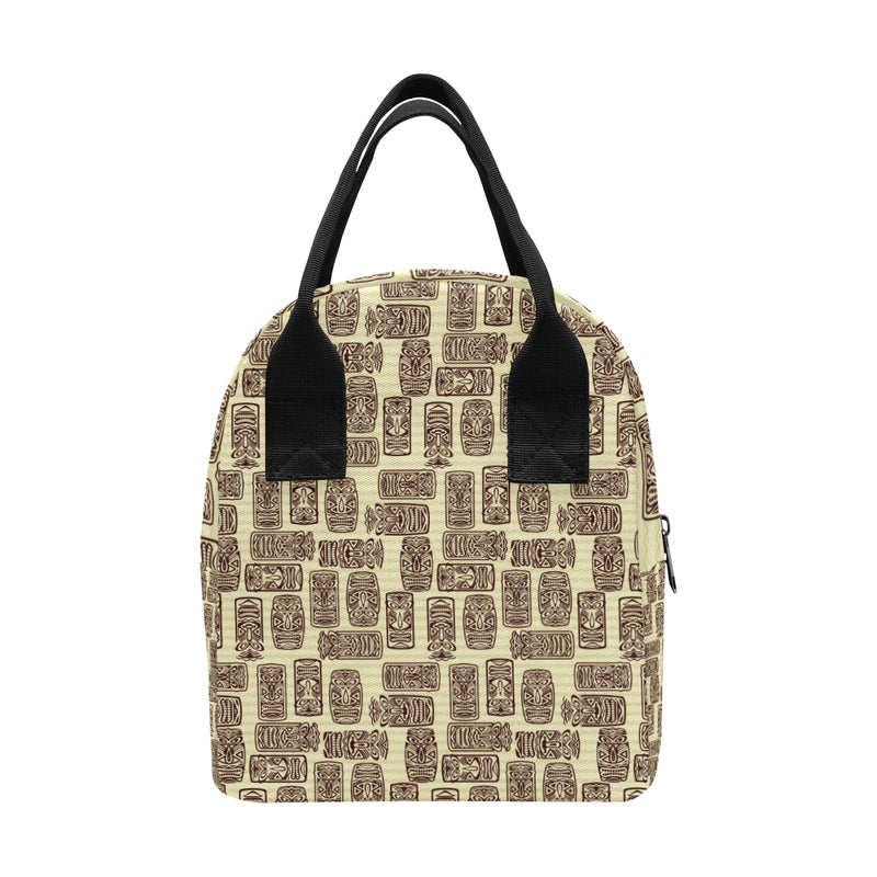 Tiki Brown Mask Print Insulated Lunch Bag