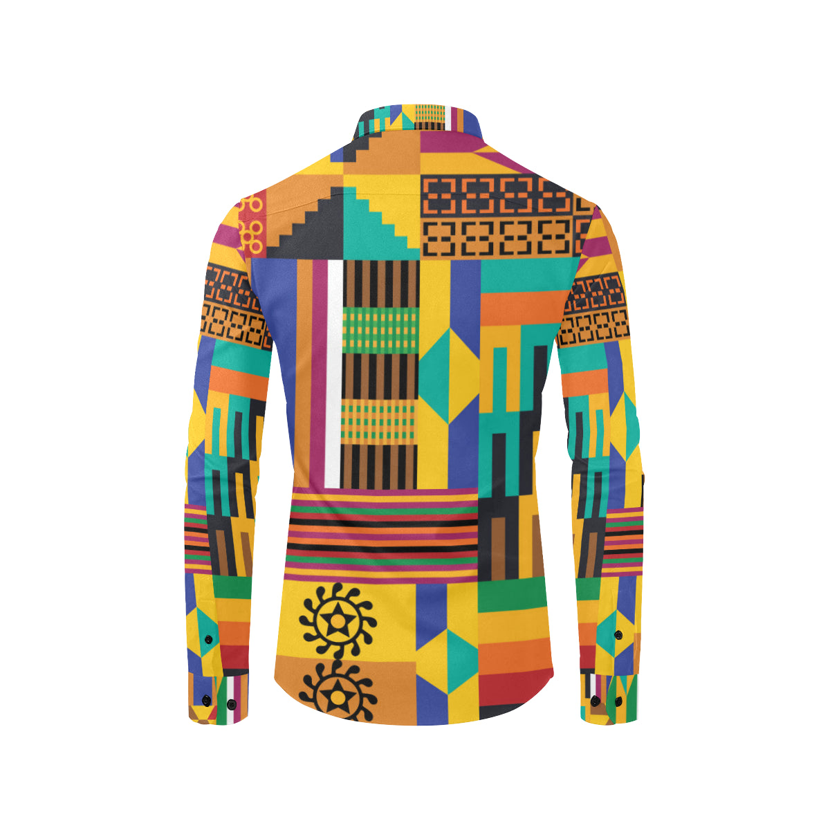 Kente Pattern Print Design 03 Men's Long Sleeve Shirt