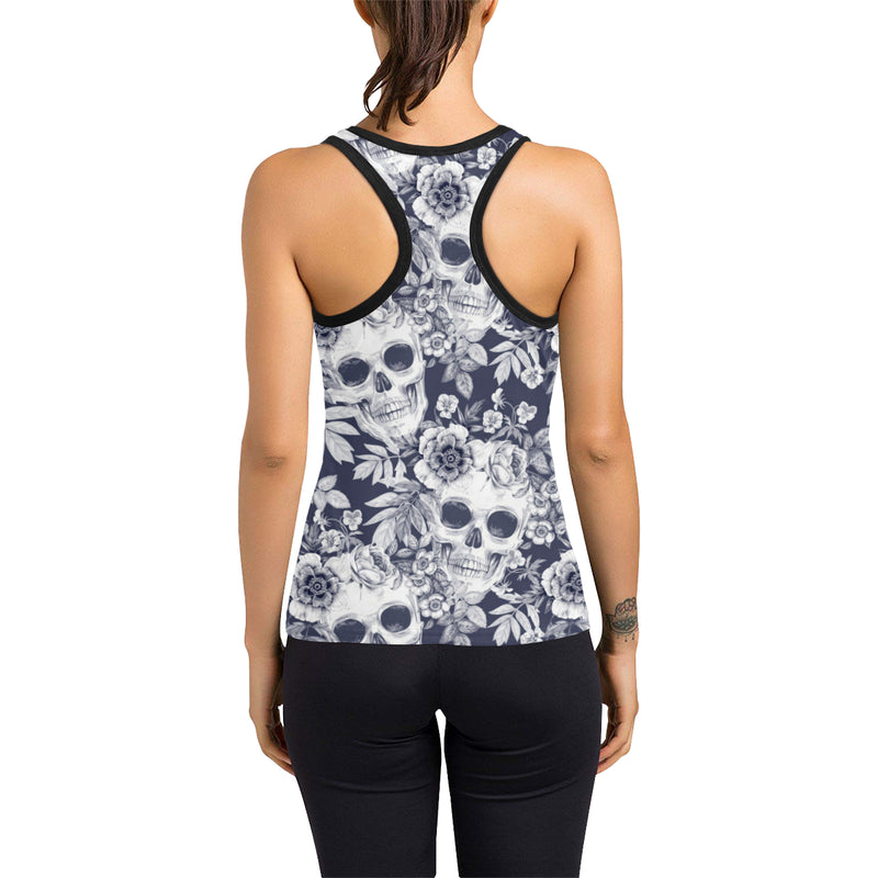 Skull Floral Beautiful Women's Racerback Tank Top