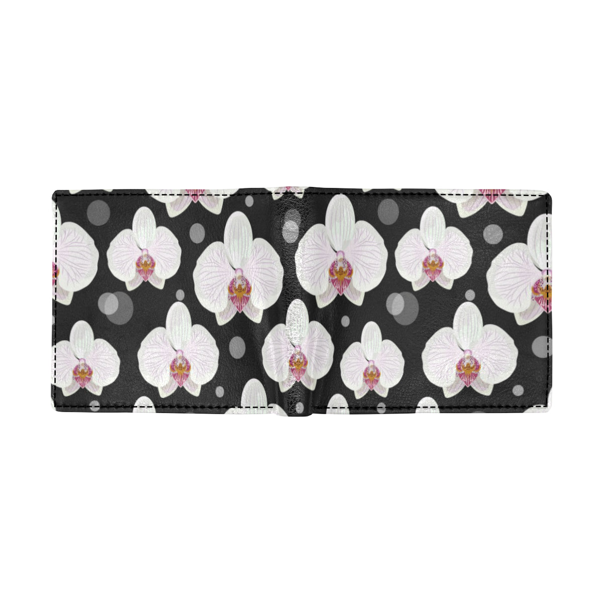 Orchid White Pattern Print Design OR09 Men's ID Card Wallet