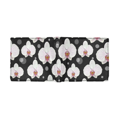 Orchid White Pattern Print Design OR09 Men's ID Card Wallet