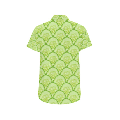 Cucumber Pattern Print Design CC04 Men's Short Sleeve Button Up Shirt
