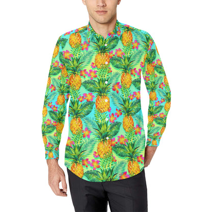 Pineapple Pattern Print Design PP010 Men's Long Sleeve Shirt