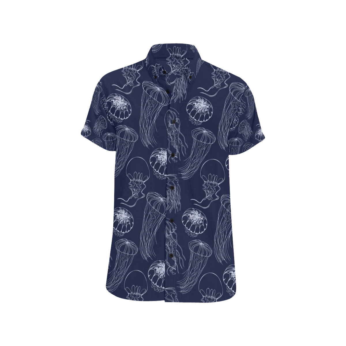 Jellyfish Pattern Print Design 05 Men's Short Sleeve Button Up Shirt