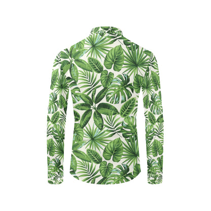 Tropical Flower Pattern Print Design TF013 Men's Long Sleeve Shirt