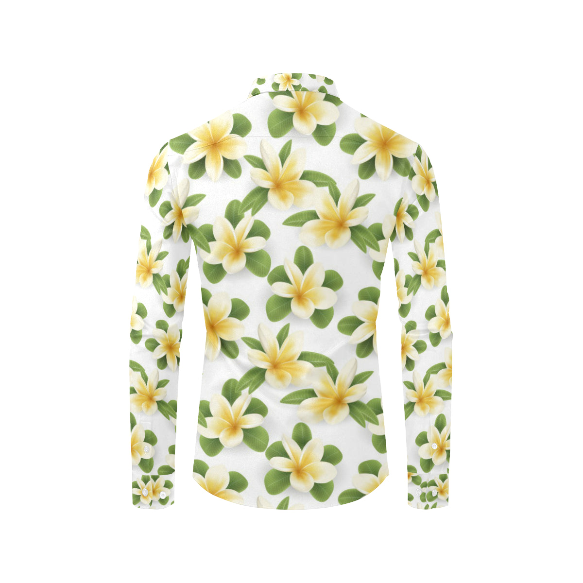Yellow Plumeria Pattern Print Design PM012 Men's Long Sleeve Shirt