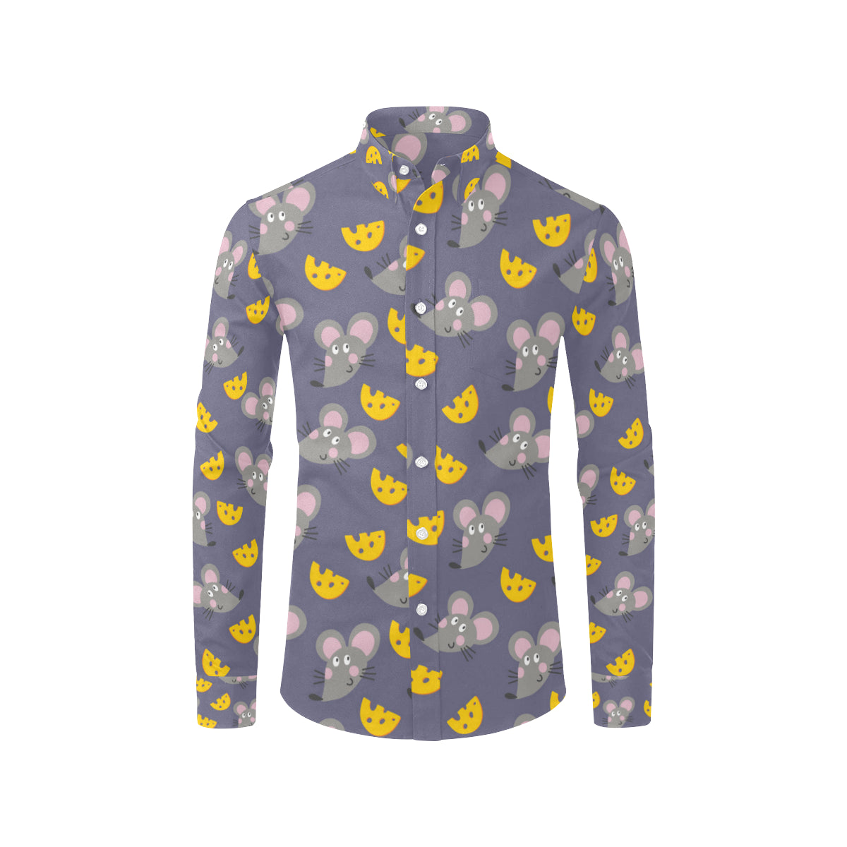 Rat With Cheese Pattern Print Design 01 Men's Long Sleeve Shirt