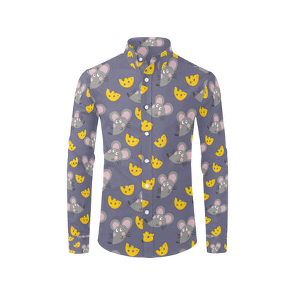 Rat With Cheese Pattern Print Design 01 Men's Long Sleeve Shirt