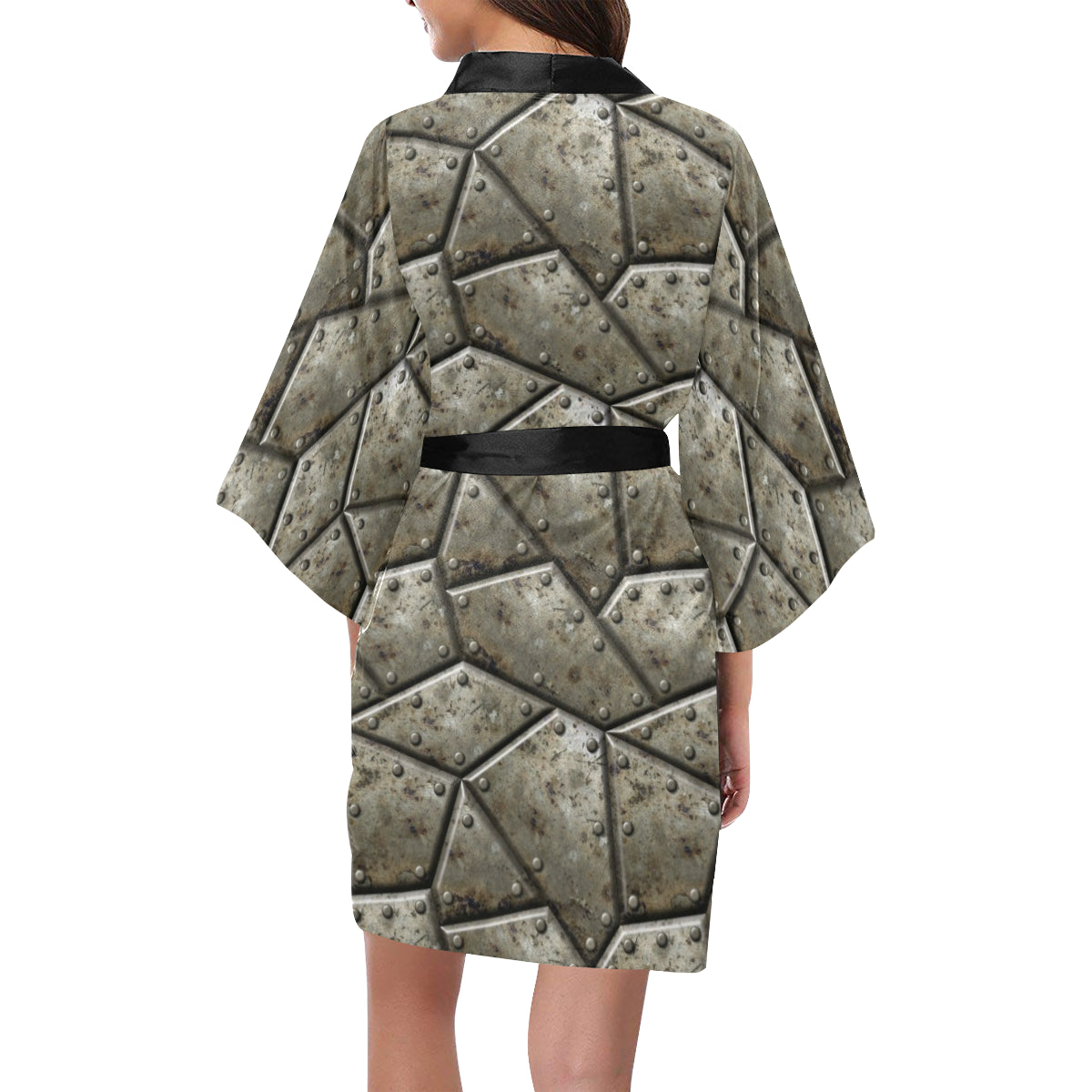 Armor Pattern Print Design 01 Women's Short Kimono