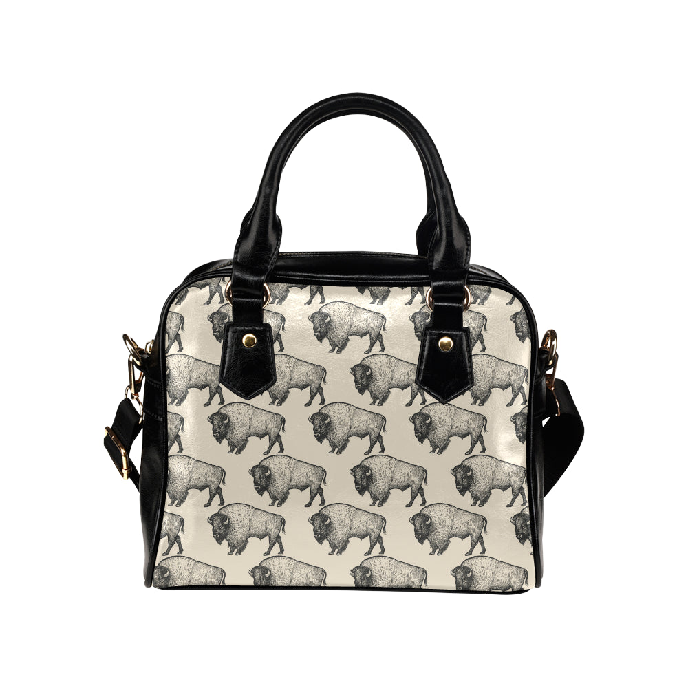 Bison Pattern Print Design 02 Shoulder Handbag