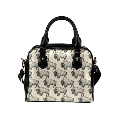 Bison Pattern Print Design 02 Shoulder Handbag