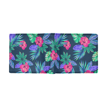 Tropical Flower Pattern Print Design TF09 Men's ID Card Wallet